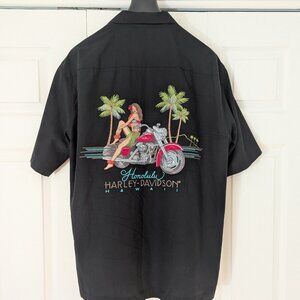 Harley-Davidson Honolulu Hawaii Men's Black Short Sleeve button-down Shirt